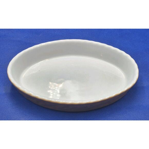 Valentina Oval Porcelain Baking Dish Orange White Italy 7.5x5" - Picture 3 of 9